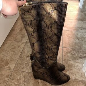 Knee high snakeskin boots